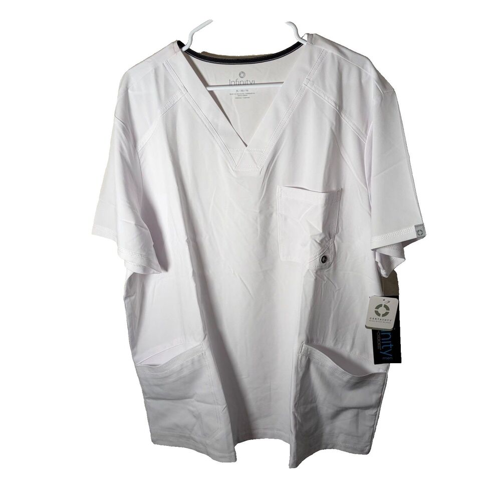 Cherokee Infinity Men's T-Shirt XL White V-Neck Pocket Short Sleeve Shirt